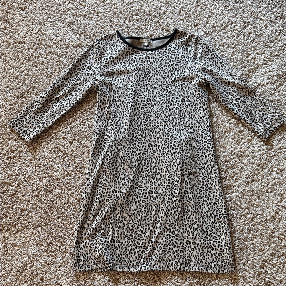 Tyler Boe Black and White Animal Print Long Sleeve Dress with pockets